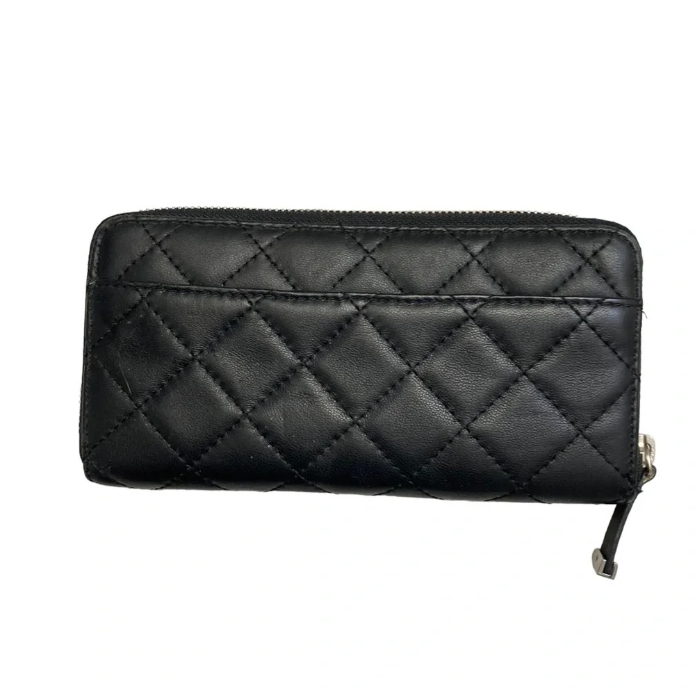 Calvin Klein black leather quilted zipper wallet